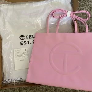 Telfar bubble gum large shopping bag